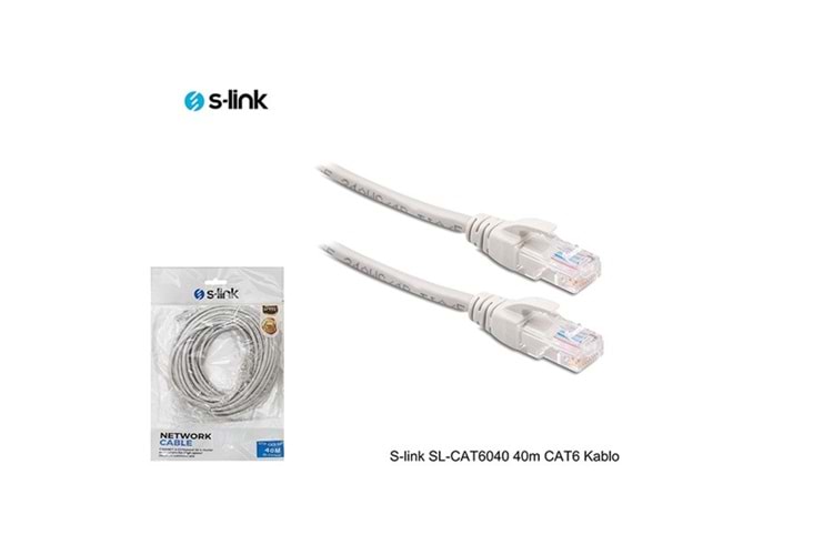 S-link SL-CAT6040 40m Gri CAT6 Patch Kablo