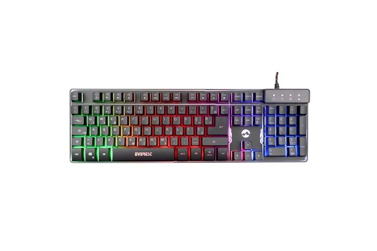 EVEREST KB-GX9 Siyah USB Gökkuşağı Renkli Aydınlatmalı LC Layout Standart Gaming Klavye
