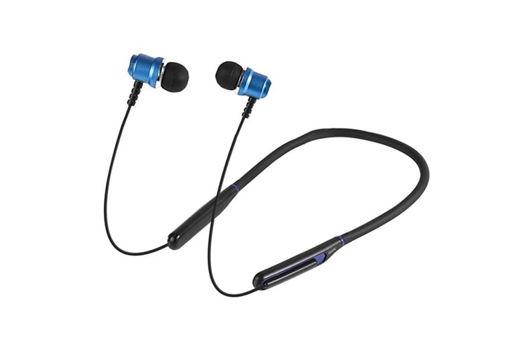 Asonic AS-XBK65 Siyah/Mavi Boyun Askılı Mıknatıslı Bluetooth TF Kart Spor Kulak içi Kulaklık