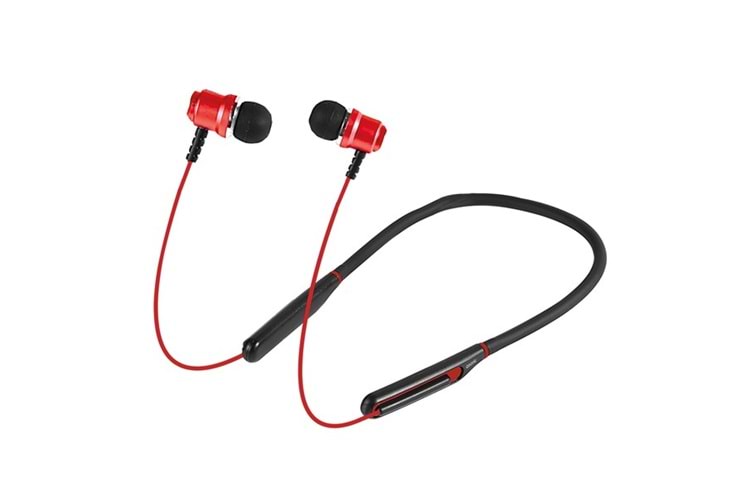 Asonic AS-XBK65 Kırmızı Boyun Askılı Mıknatıslı Bluetooth TF Kart Spor Kulak içi Kulaklık