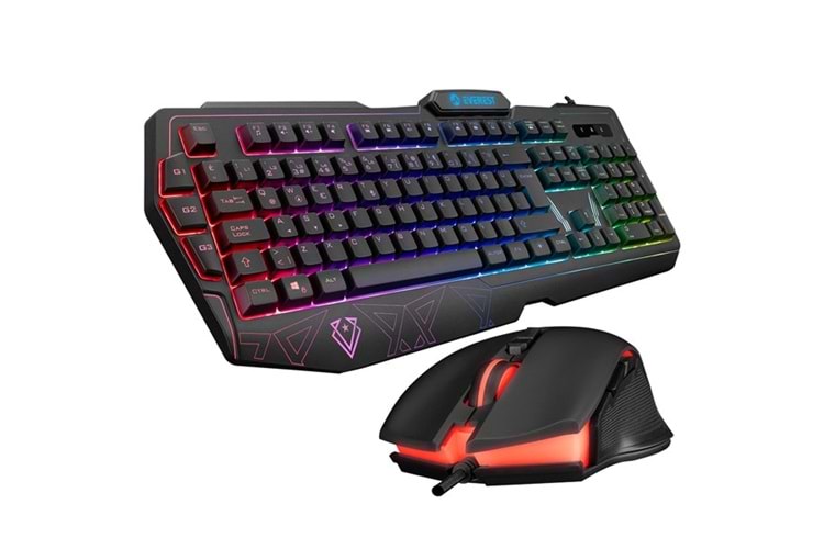 Everest KM-6168 FORMULA COMBO Usb 3 Makro Tuşlu RGB Aydınlatmalı Q Gaming Oyuncu Klavye Mouse Set