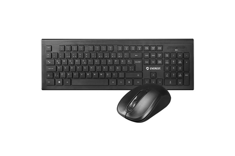 Everest KM-9675 Siyah/Gümüş Kablosuz İnce Tasarım Multimedia Klavye + Mouse Set