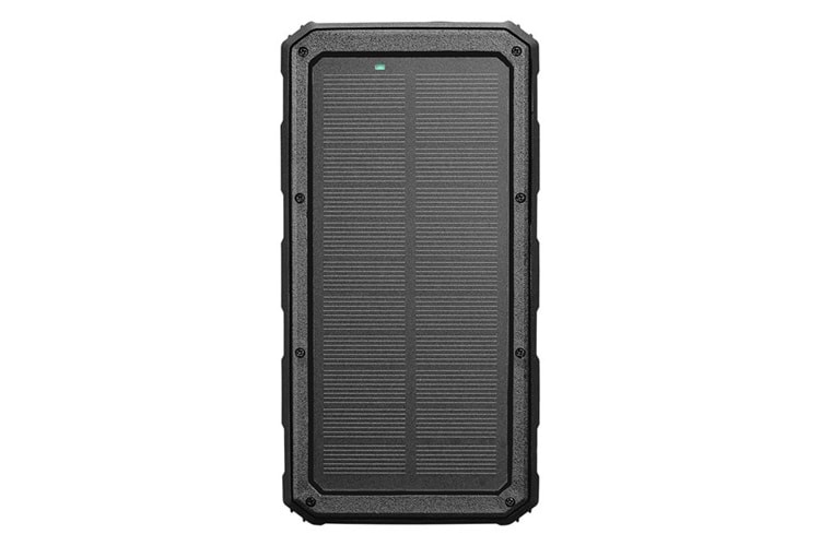 S-link P120 12000mAh PRM 2*USB+Type-C+Micro Led Lamba + 1.2W Solar Panelli Siyah Taşınabilir Pil Şarj Cihazı Powerbank