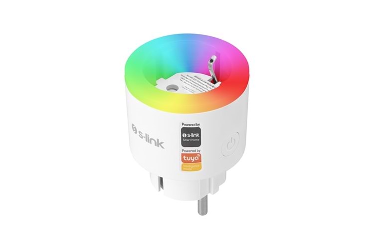 S-link SL-03 16A Akım Korumalı Akıllı Priz RGB Işıklı 2.4 G WIFI&BT TUYA Destekli