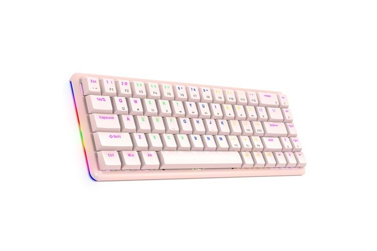 Rampage REBEL Pembe Low Profile RED SWITCH Mekanik Gaming Oyuncu Klavye US Layout Rainbow