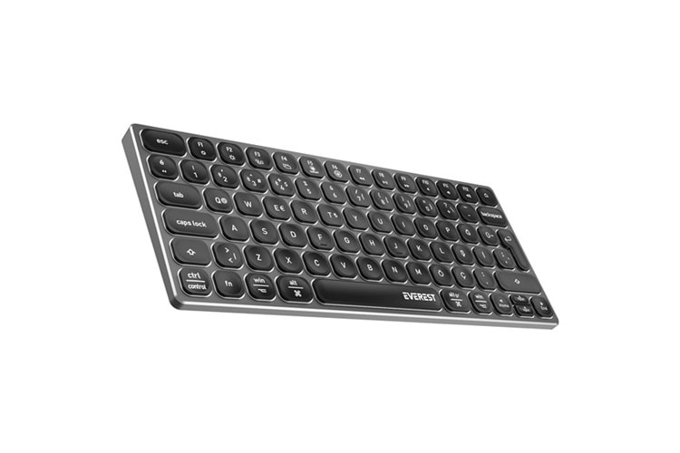 Everest KB-BT97 Siyah/Gri Bluetooth Ultra İnce+Şarjlı Q Mac/Win/Android/Ios Uyumlu Kablosuz klavye