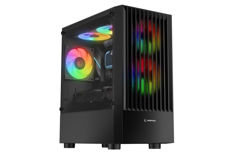 RAMPAGE LYRA Mesh GAMING M-ATX Mid-T PC Kasası Siyah 3X 12cm RGB Fan