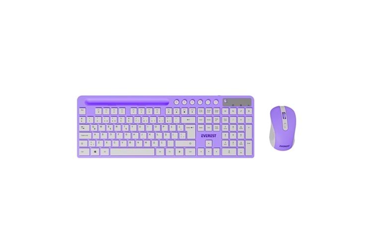 Everest KM-730 Mor/Beyaz Kablosuz Q Multimedia Klavye + Mouse Set