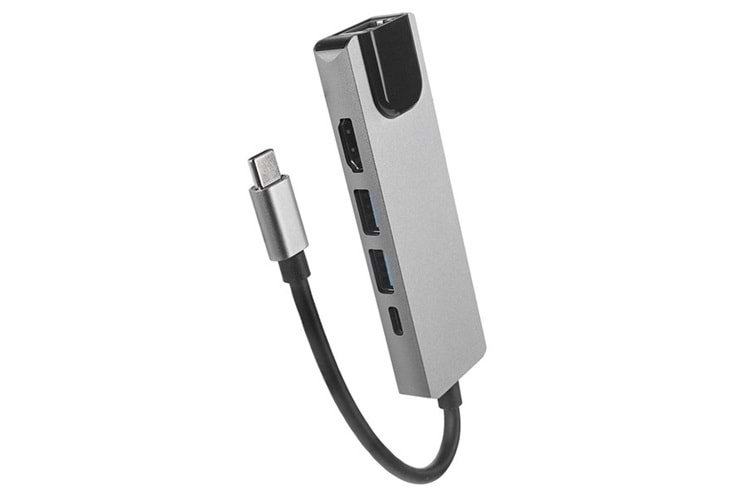 HYTECH HY-USBC80 4K@30Hz Gri Metal 2xUSB3.0 1xHDMI, 1xPD Gigabit Type C Adaptör