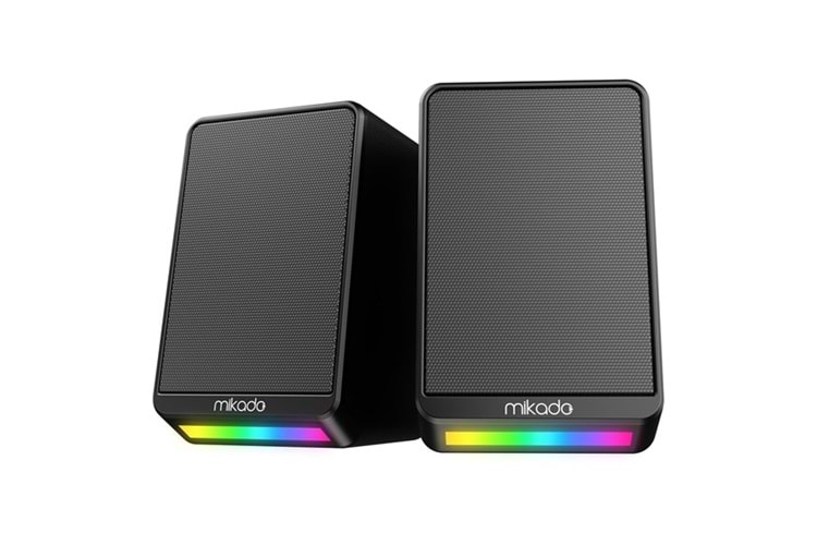 MIKADO MD-178 2.0 3W*2 Siyah RGB Aydınlatmalı USB + 3.5mm USB 5V Speaker Hoparlör