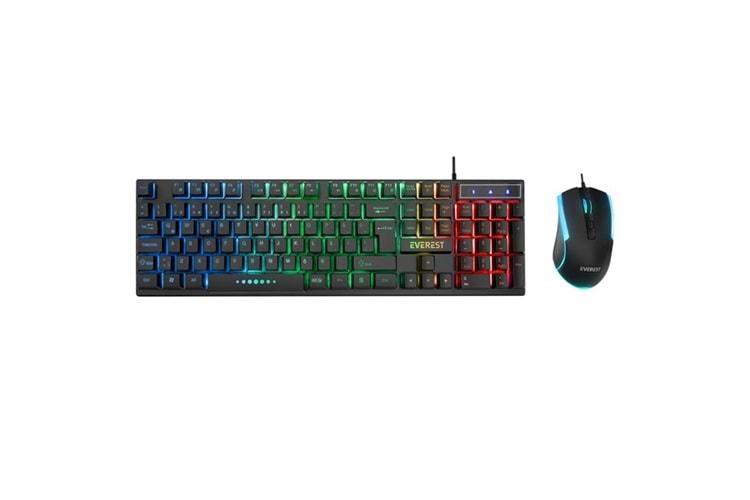 Everest KM-198 Luminax Siyah Gökkuşağı Aydınlatmalı Q Gaming Oyuncu Klavye + Mouse Set
