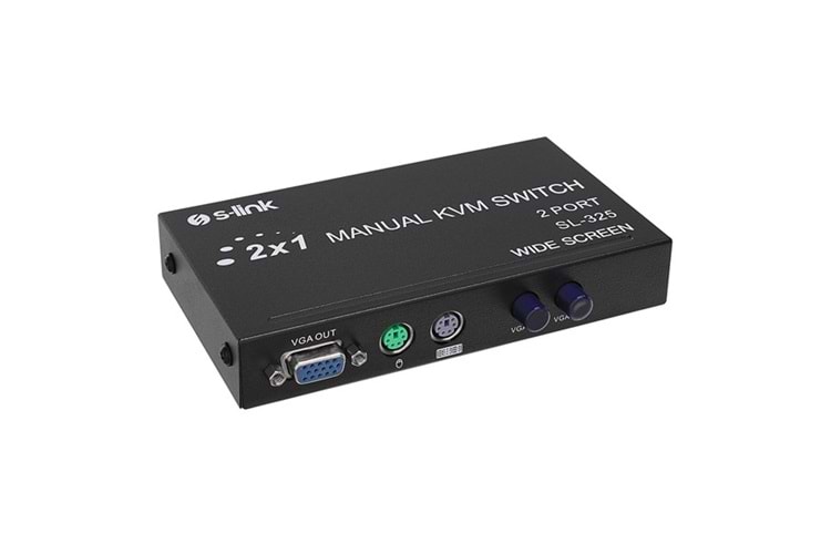 S-LINK 2port SL-325 VGA+PS2 1.8m M/M Kablolu Manuel Kvm Switch