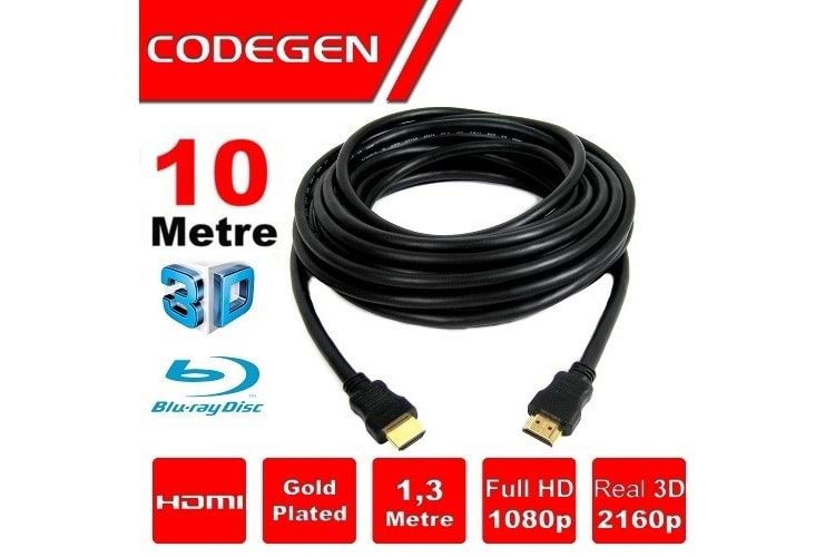 CODEGEN CPS100 10metre HDMI Görüntü Kablosu 3D Gold 1.4v 2K