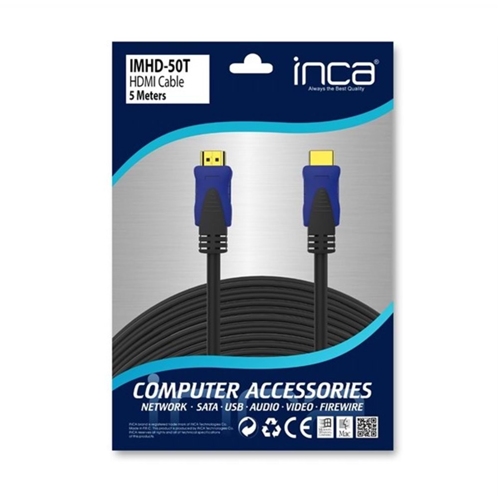 INCA IMHD-50T 5metre HDMI Görüntü Kablosu 3D Gold 1.4v 4K