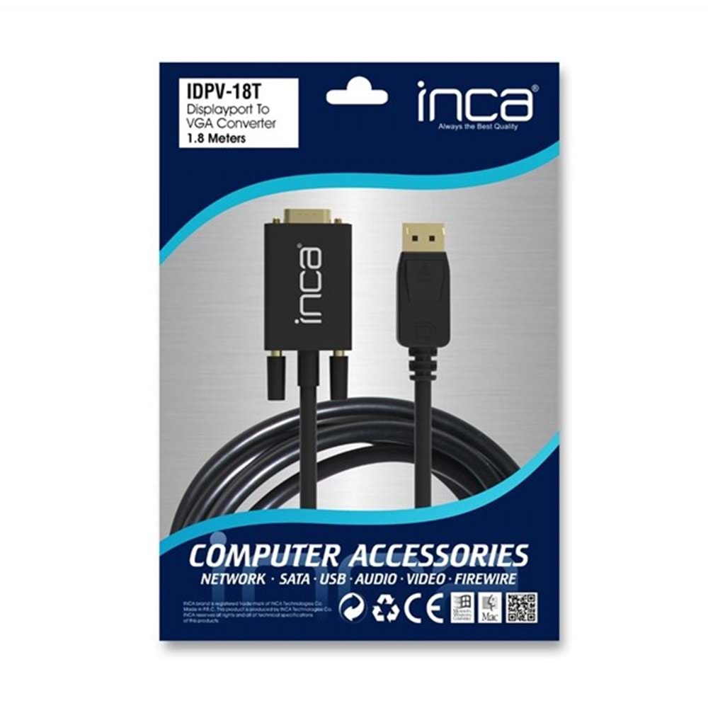 INCA IDPV-18T 1.8metre DP-VGA (E) Görüntü Kablosu