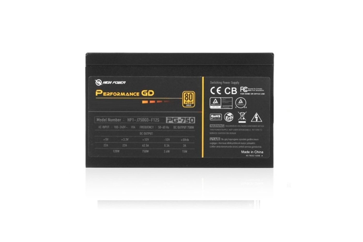 HIGH POWER 750W 80 GOLD PERFORMANCE GD HP1-J750GD-F12S 12cm Fanlı Power Supply
