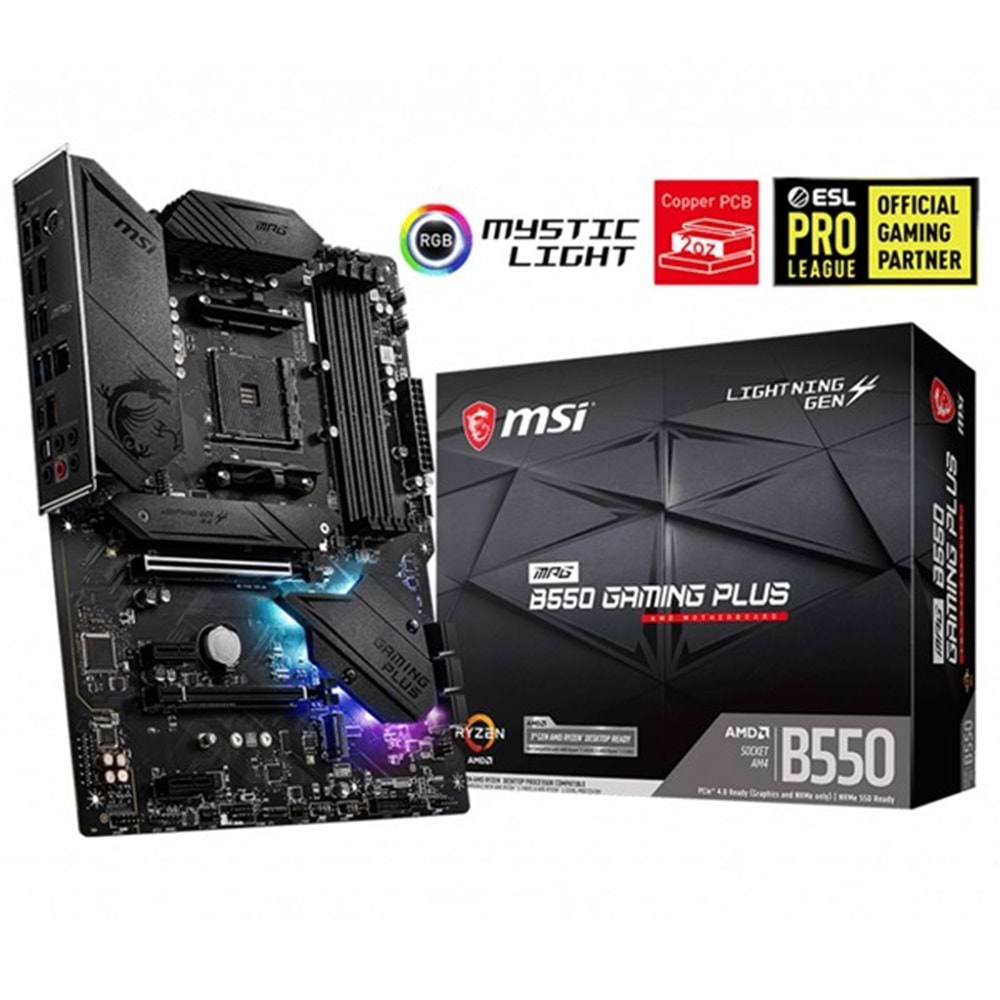 MSI MPG B550 GAMING PLUS DDR4 M2 PCIe NVME HDMI DP PCIe 16X v4.0 AM4 ATX