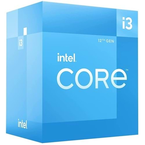 INTEL CORE i3 12100 17MB 4çekirdekli O/B UHD VGA 1700p 58w Kutulu+Fanlı