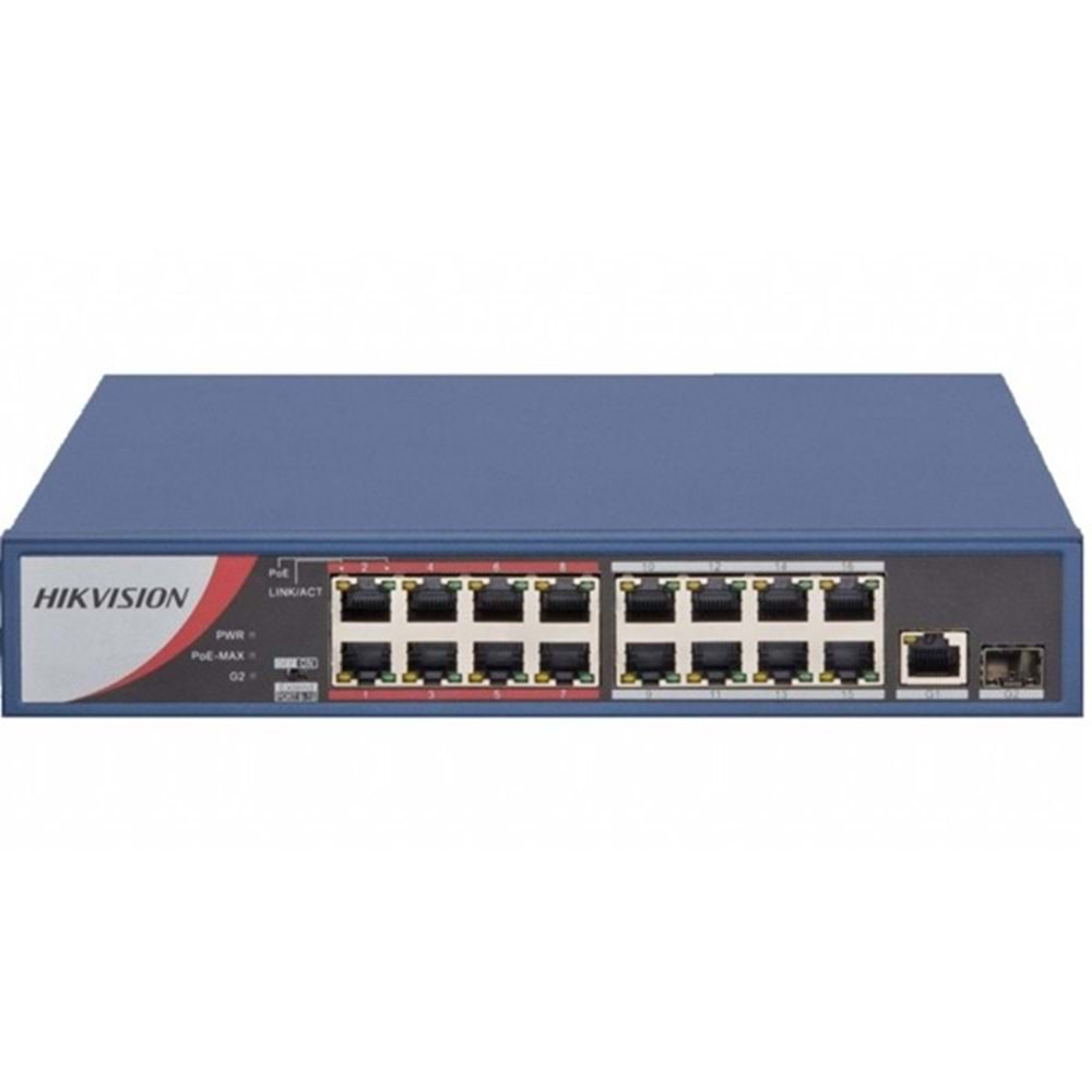 HIKVISION 16port 130w FULL PoE DS-3E0318P-E/M(B) 10/100 Yönetilemez Switch