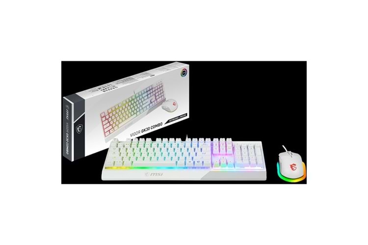MSI VIGOR GK30 COMBO TR USB Q Trk Optic Mouse Beyaz Gaming Klavye & Mouse Set