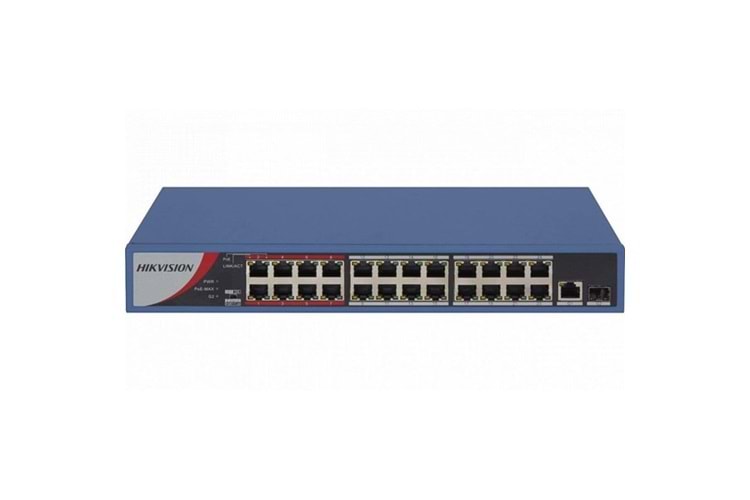 HIKVISION 24port 370w FULL PoE DS-3E0326P-E(C) 10/100 2X UPLINK-2X SFP Yönetilemez Switch RackMount