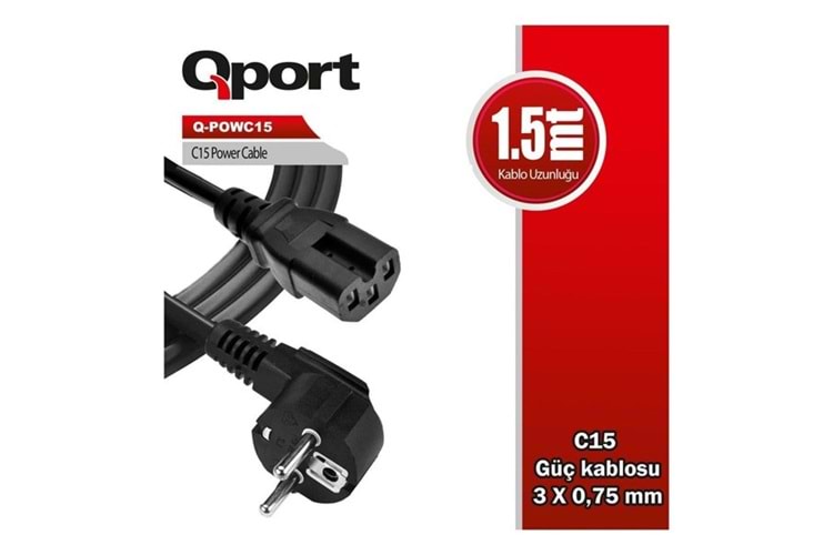 QPORT Q-POWC15 C15 1.5metre Power Kablosu