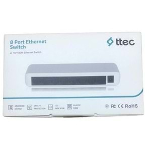 TTEC 8port 08100SW 10/100 Yönetilemez Switch Tak Çalıştır Plastik Kasa