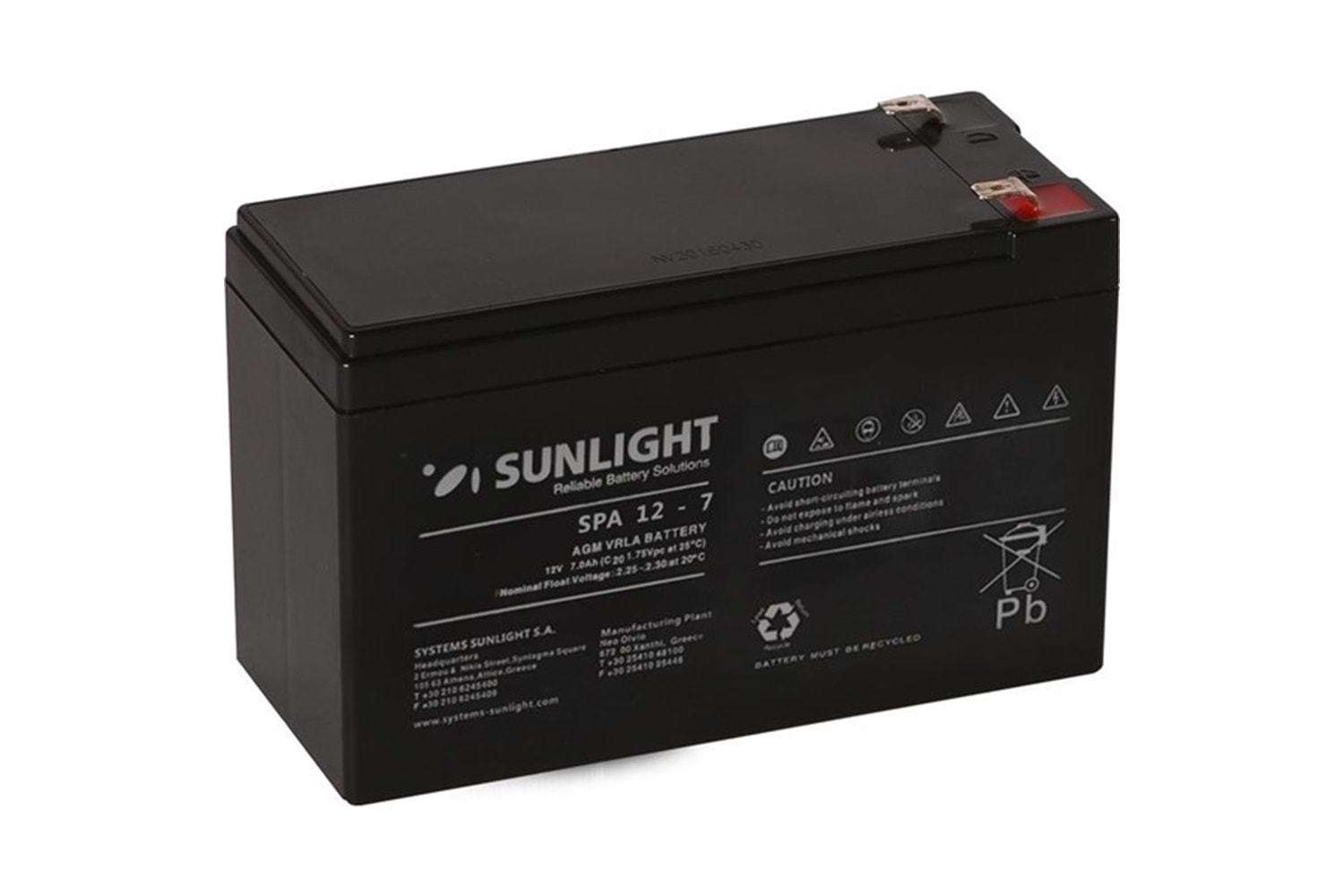 SUNLIGHT 12v 7amper SPA 12-7 Kuru Tip Akü Avrupa Üretim