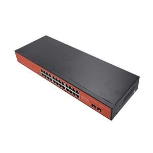 WI-TEK 24port WI-SG124F GIGABIT 2X SFP Yönetilemez Switch