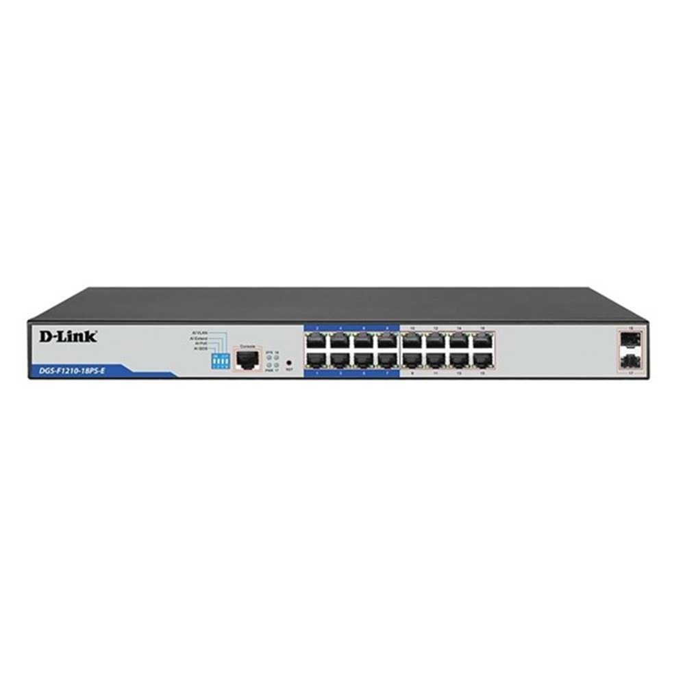 D-LINK 16port 150w DGS-F1210-18PS-E GIGABIT 2X SFP Yönetilebilir Poe Switch