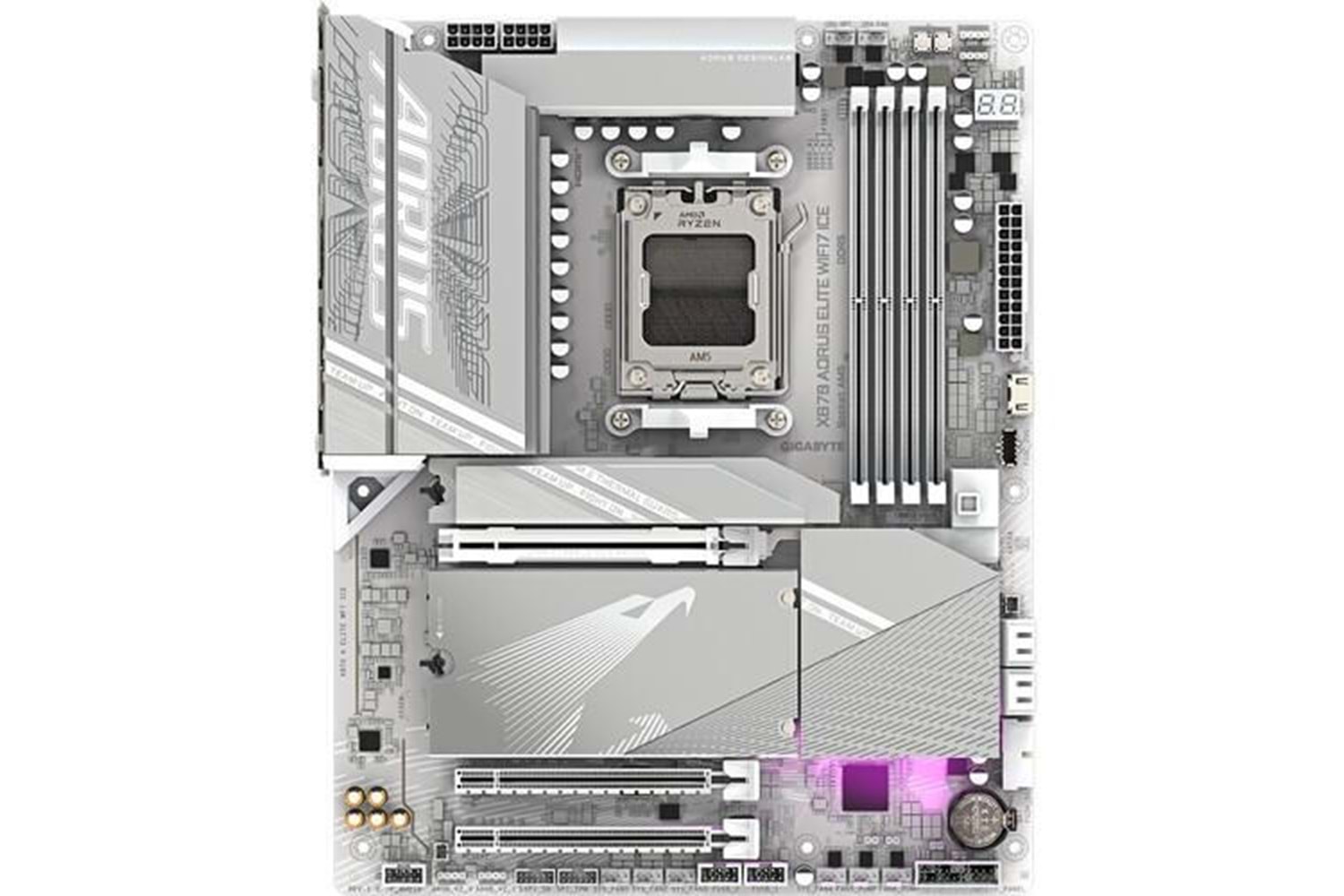 GIGABYTE X870 AORUS ELITE WIFI-7 ICE DDR5 HDMI DP PCIe 16X v5.0 AM5 ATX