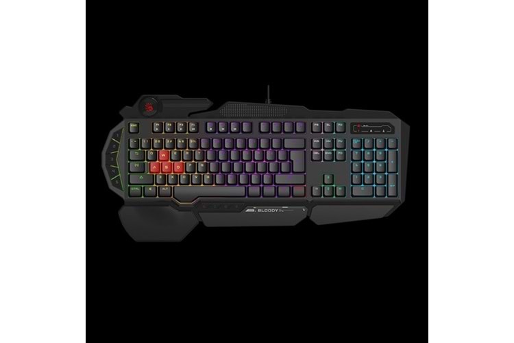 BLOODY B310N USB Q Trk RGB Led Aydınlatmalı Mekanik Hisli Siyah Gaming Klavye Bilek Destekli