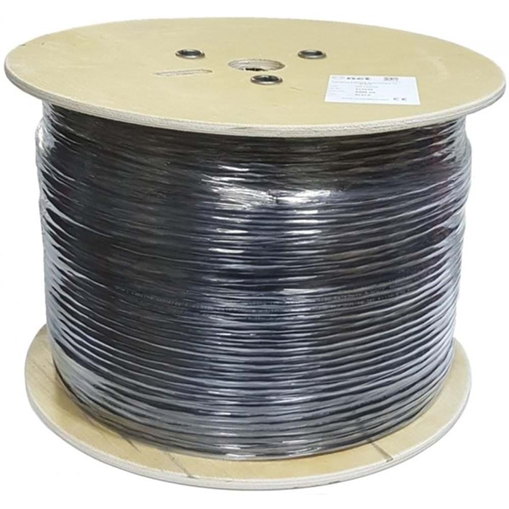 AGER CAT6 Utp 23AWG Siyah 500m Makara Saf Bakır Outdoor Kablo 0.55mm AC-600-5-OD