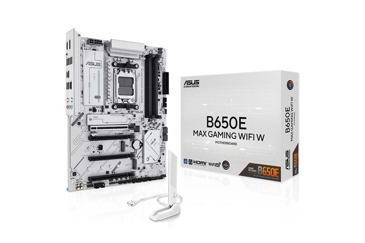 ASUS B650E MAX GAMING WIFI6E W DDR5 HDMI DP PCIE 5.0 AM5 ATX BEYAZ