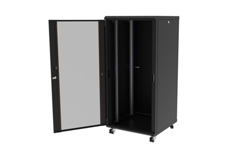 AGER 20U + 2li Fan 600x600mm Dikili Tip Siyah Kabinet Agena AG-AN20U6060S1 Cam Kapak