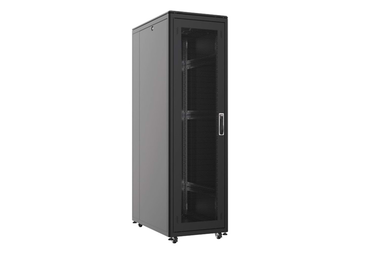 AGER 22u + 2li Fan 600x1000mm Dikili Tip Siyah Kabinet Vega AG-VB22U6010S1 Cam Kapak
