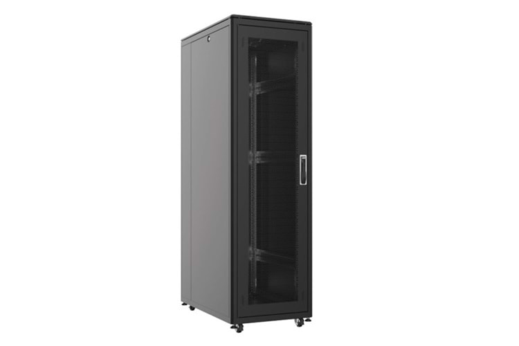 AGER 22u + 2li Fan 600x1000mm Dikili Tip Siyah Kabinet Vega AG-VB22U6010S1 Cam Kapak