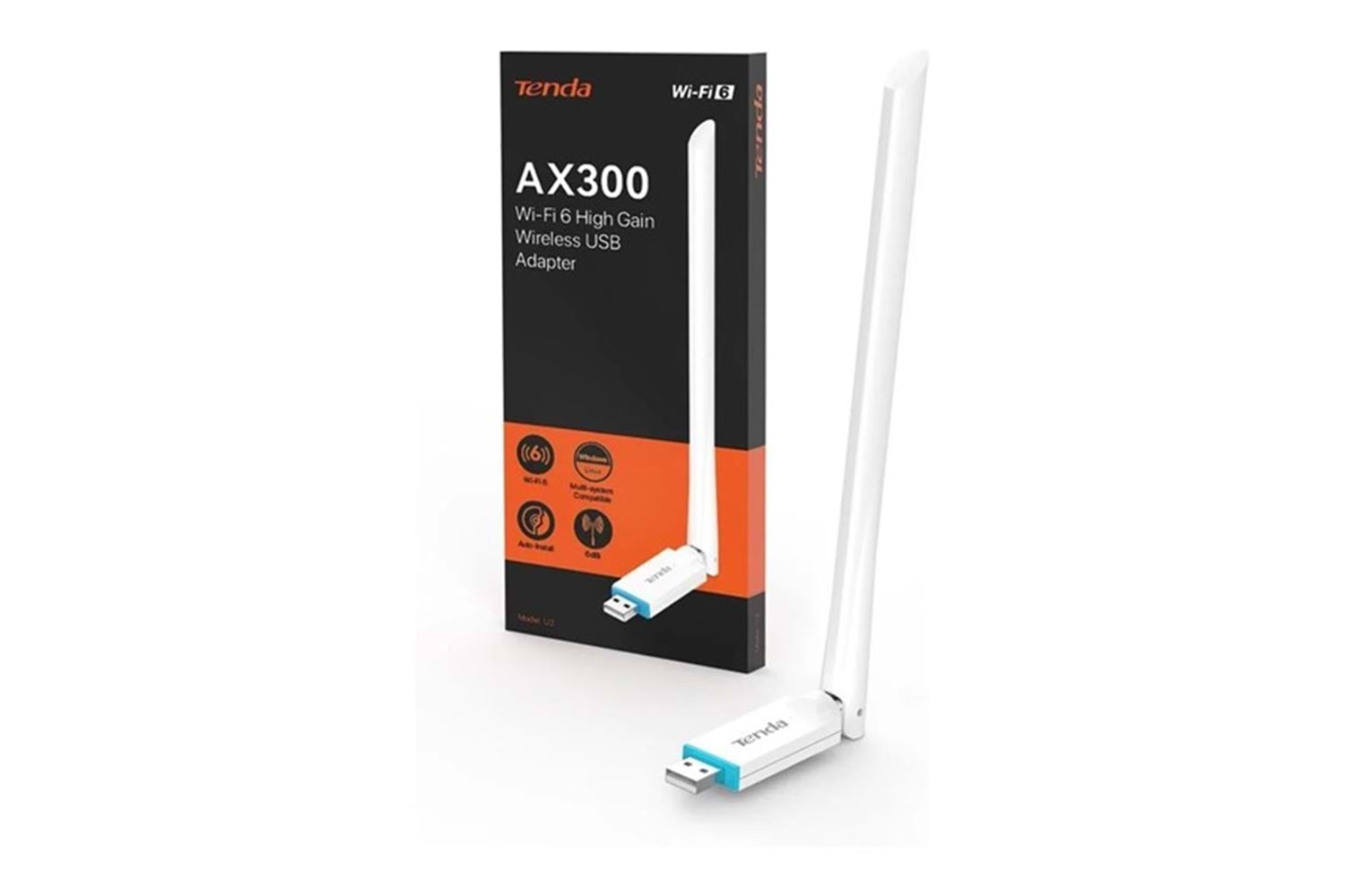 TENDA U2 AX300 WIFI-6 USB 2,0 Kablosuz Adaptör