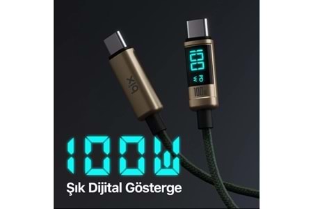 BİX BX09CC-BN BRONZ TYPE-C 100W 1 metre DİJİTAL EKRANLI ŞARJ VE DATA KABLOSU