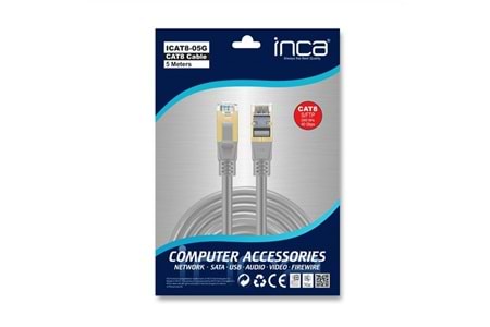 INCA 5m CAT8 S/FTP ICAT8-05G Gri Patch Kablo
