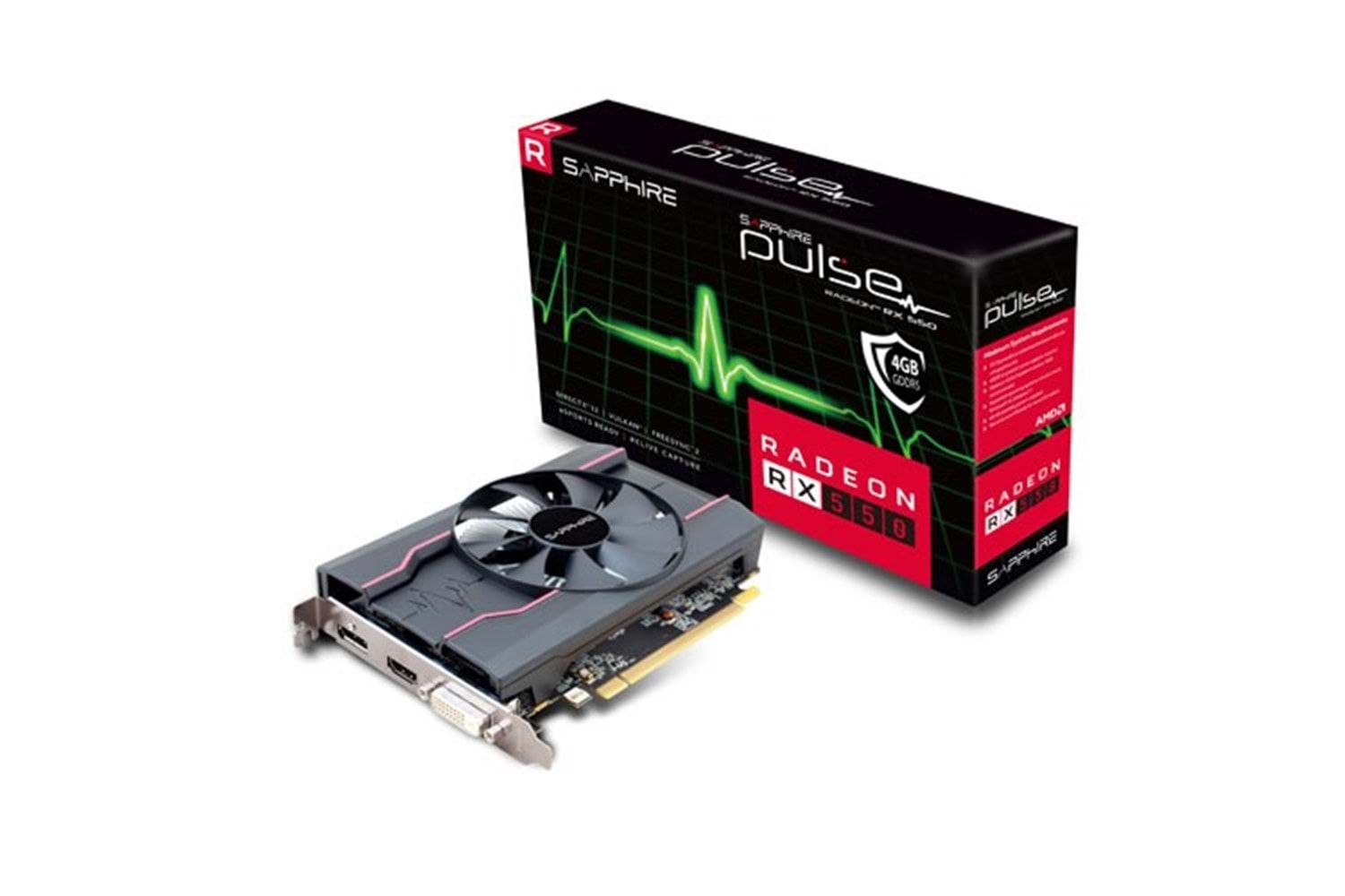SAPPHIRE RX550 4GB PULSE 11268-01-20G GDDR5 128bit HDMI DVI DP PCIe 16X v3.0