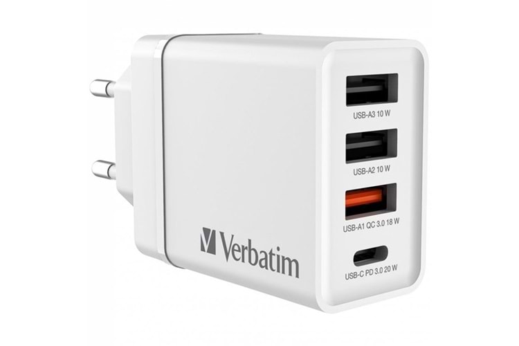 VERBATIM CHR-30EU2 30W 4 Bağlantı Noktalı USB Duvar Şarj Cihazı - Beyaz
