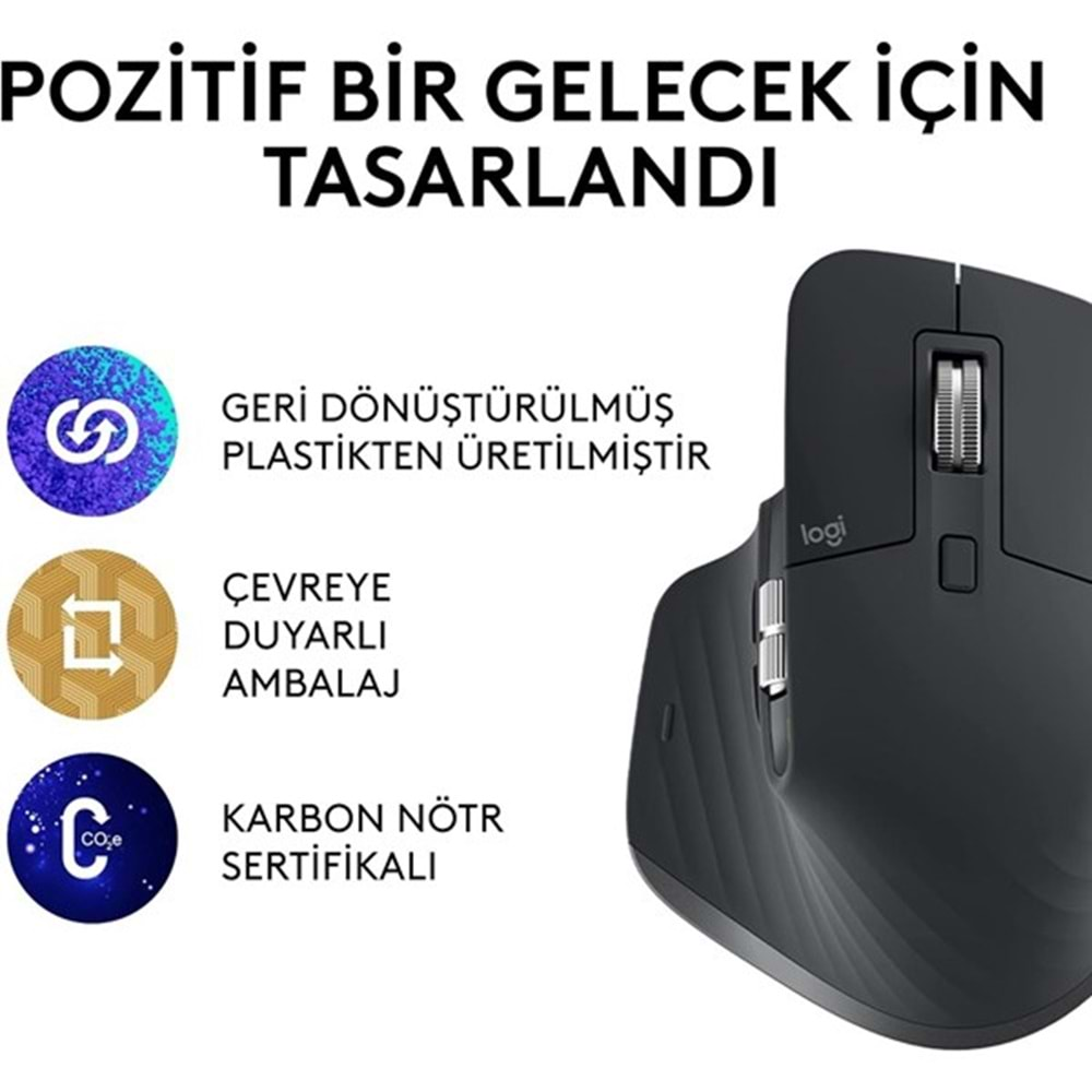 LOGITECH Mx Master 3S Kablosuz 8000Dpı Performans Mouse Siyah 910-006559