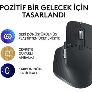 LOGITECH Mx Master 3S Kablosuz 8000Dpı Performans Mouse Siyah 910-006559