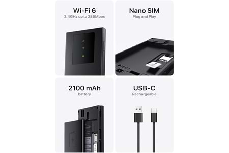 TENDA MF3 4G LTE WIFI6 BATARYALI TAŞINABİLİR MOBİL ROUTER