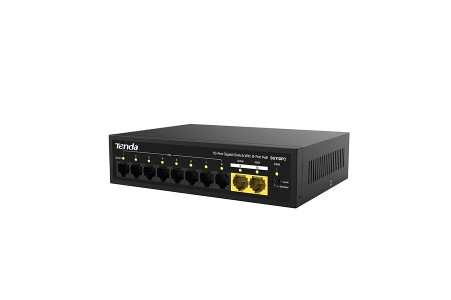 TENDA 8port 100w FULL PoE S110GPC GIGABIT 1X-UPLINK Yönetilemez Switch