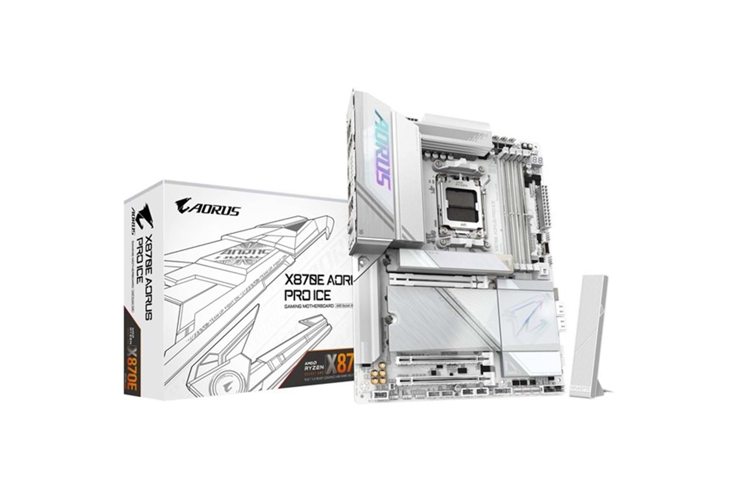 GIGABYTE X870E X870E AORUS PRO ICE WIFI7 DDR5 HDMI-DP TYPEC PCIE 5.0 AM5 ATX BEYAZ