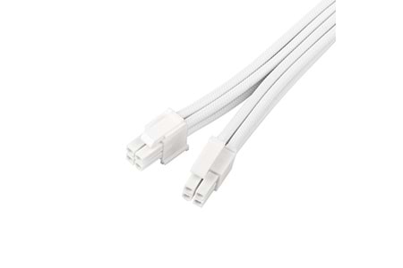 SilverStone 4+4 pin Anakart CPU - 8 pin 16AWG Yüksek Akım Taşıma Kapasiteli CPU Güç Uzatma Kablosu 30cm (Beyaz) (SST-PP07E-EPS8W-V2)