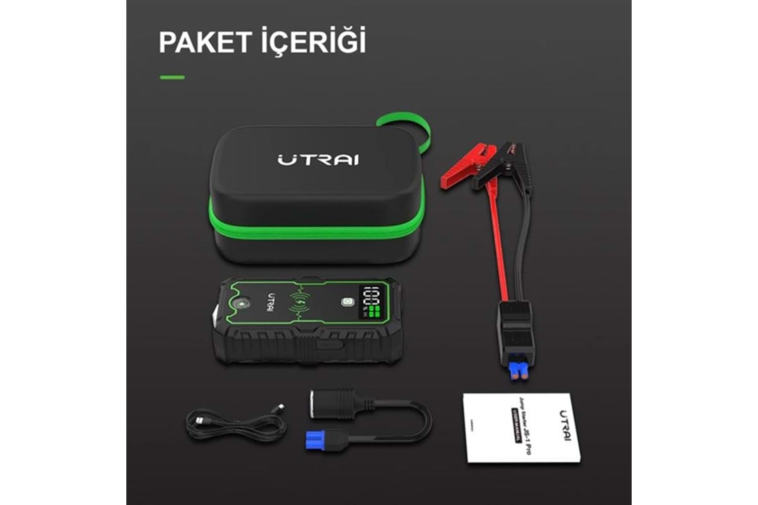 UTRAI JS-1 Pro 16000mAh Jump Starter Taşınabilir Akü Takviye Kiti Taşıma Çantası (JS-1-PRO)