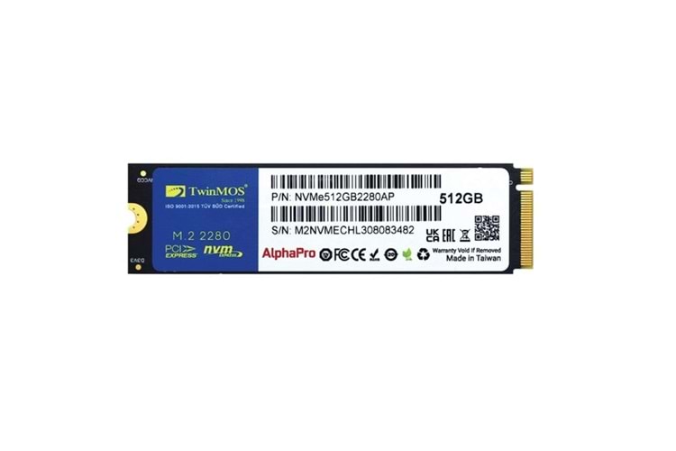 TWINMOS 512GB NVMe512GB2280AP 3600-3250MB/s M2 NVME GEN3 DİSK